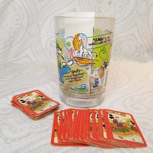 Vintage Disney McDonald's 100 Years of Magic Glass Cup & Mini Playing Cards
